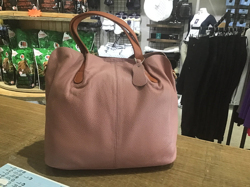 Top Grain Leather handbag - magnetic closure, detachable content pouch