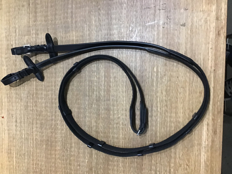Webbed Reins-Black with Stoppers