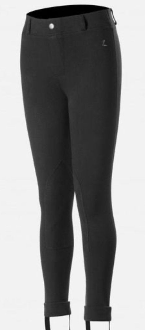 Kids Nora Knee Patch Pull on Jodhpur Breeches BLACK - Rider's Tack.Apparel.Supply