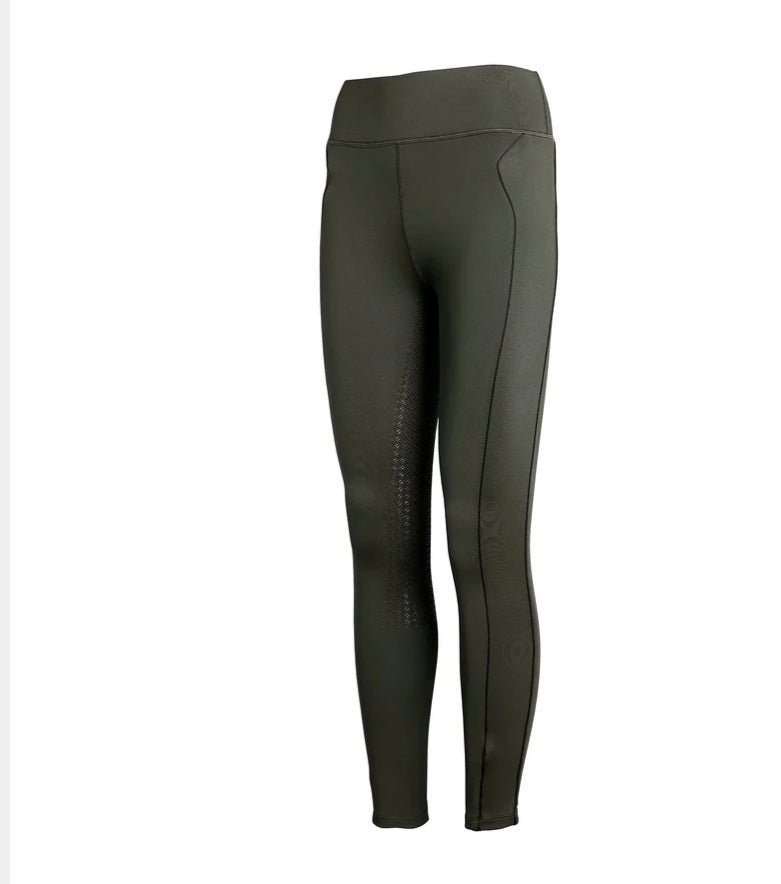 KLkattie W F-Tec4 Full Grip Winter Tights- Green Black Ink - Rider's Tack.Apparel.Supply